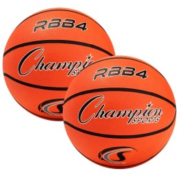 Champion Sports Intermediate Rubber Basketball, Size 6, Orange, Pack of 2