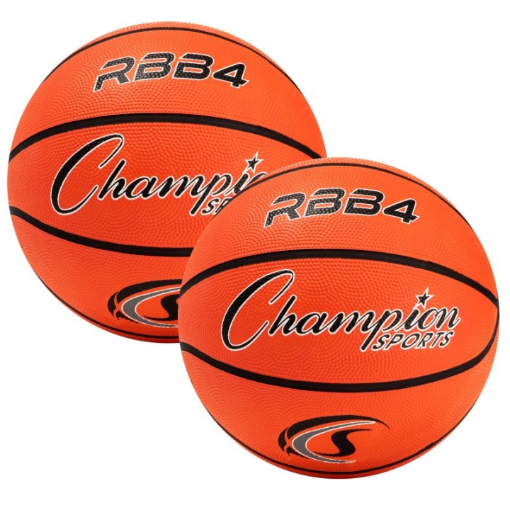 Champion Sports Intermediate Rubber Basketball, Size 6, Orange, Pack of 2