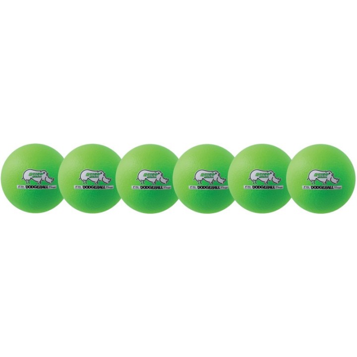 Champion Sports Rhino Skin® 6-Inch Low Bounce Dodgeball Set, Neon Green, Set of 6
