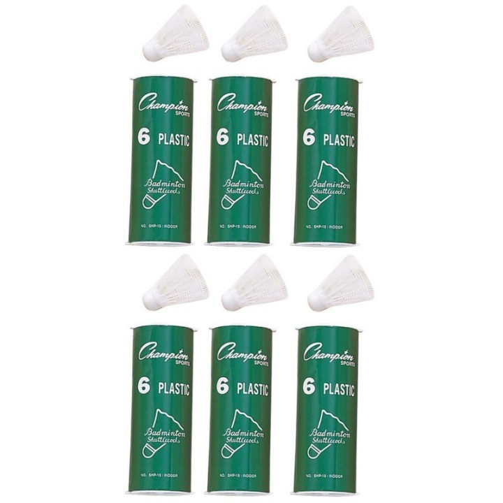 Champion Sports Plastic Indoor Shuttlecocks, 6 Per Pack, 6 Packs