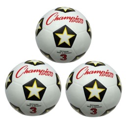 Champion Sports Rubber Soccer Ball, Size 3, Pack of 3