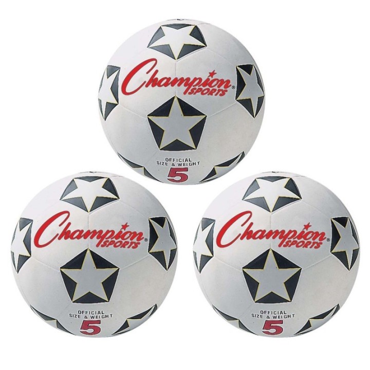 Champion Sports Rubber Soccer Ball Size 5, Pack of 3