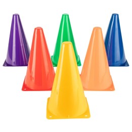 Champion Sports High Visibility Plastic Cone Set, Assorted Fluorescent Colors, Set of 6
