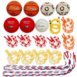 Champion Sports Physical Education Kit with 7 Balls & 14 Jump Ropes, Assorted Colors