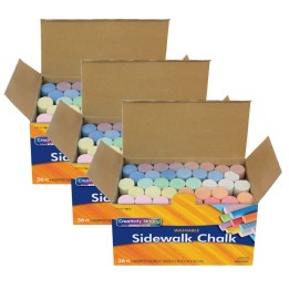 Creativity Street® Sidewalk Chalk, Assorted Colors, 4", 36 Pieces Per Pack, 3 Packs
