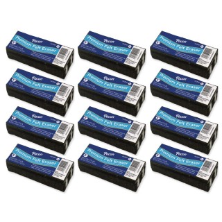 Pacon® Chalk & Whiteboard Eraser, Premium, 6 Black & White Felt Strips, Double-Stitched, Reinforced Backing, 5", Pack of 12