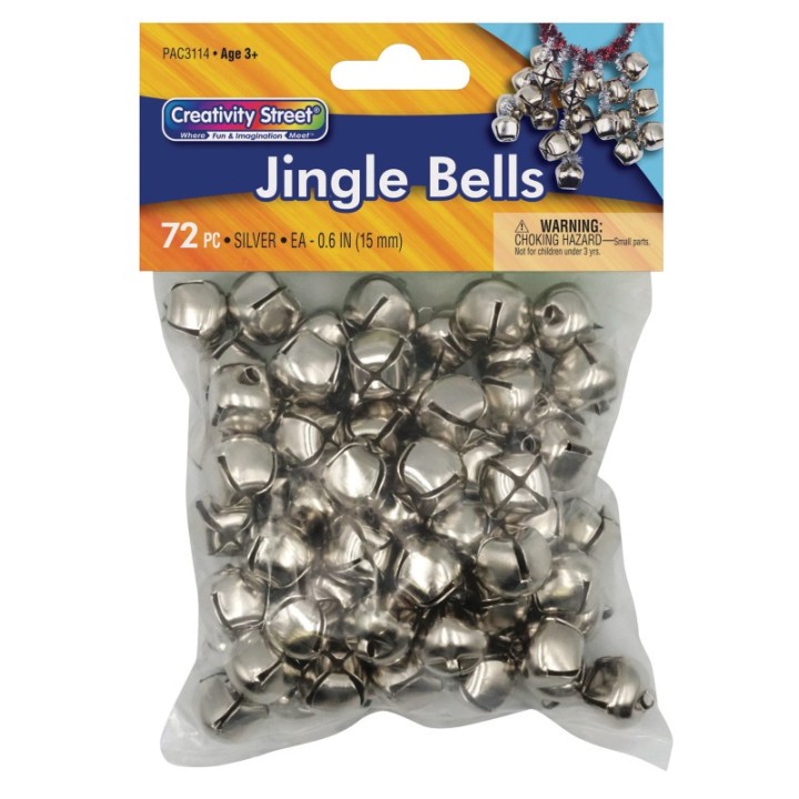 Creativity Street® Jingle Bells, Silver, 5/8", 72 Count