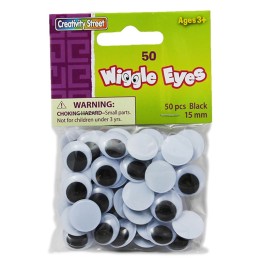 Creativity Street® Wiggle Eyes, Black, 15 mm, 50 Pieces
