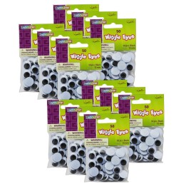 Creativity Street® Wiggle Eyes, Black, 15 mm, 50 Per Pack, 12 Packs