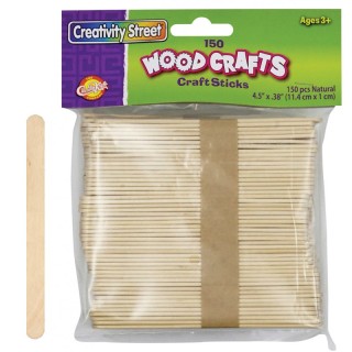 Creativity Street® Regular Craft Sticks, Natural, 4.5" x 3/8", 150 Pieces