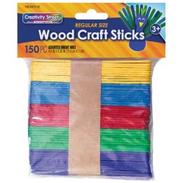 Creativity Street® Regular Craft Sticks, Bright Hues Assorted, 4 1/2" x 3/8" x 2mm, 150 Pieces