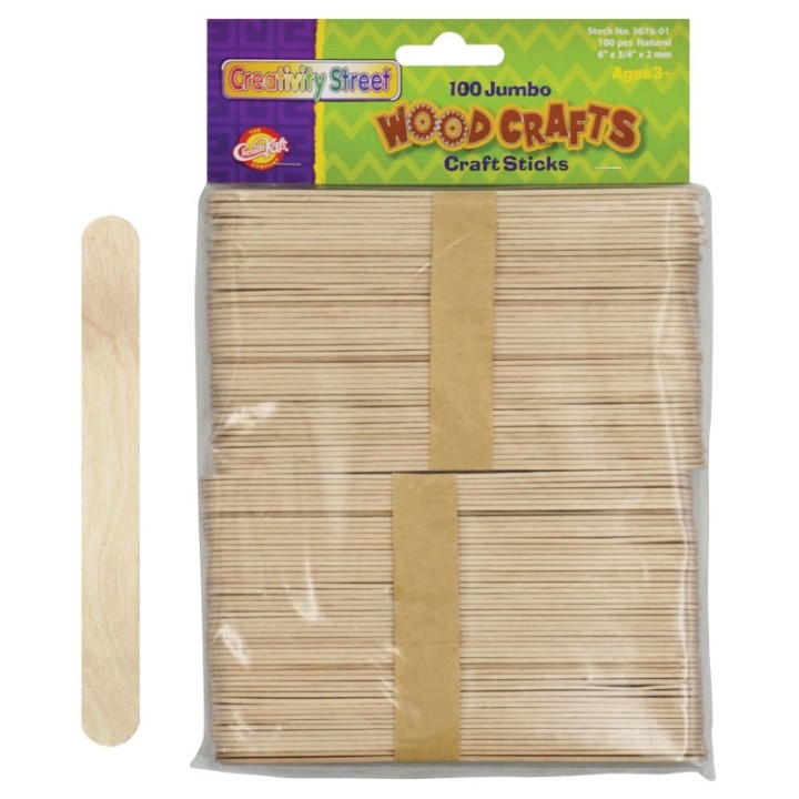 Creativity Street® Jumbo Craft Sticks, Natural, 6" x .75", 100 Pieces