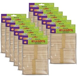 Creativity Street® Jumbo Craft Sticks, Natural, 6" x .75", 100 Per Pack, 12 Packs