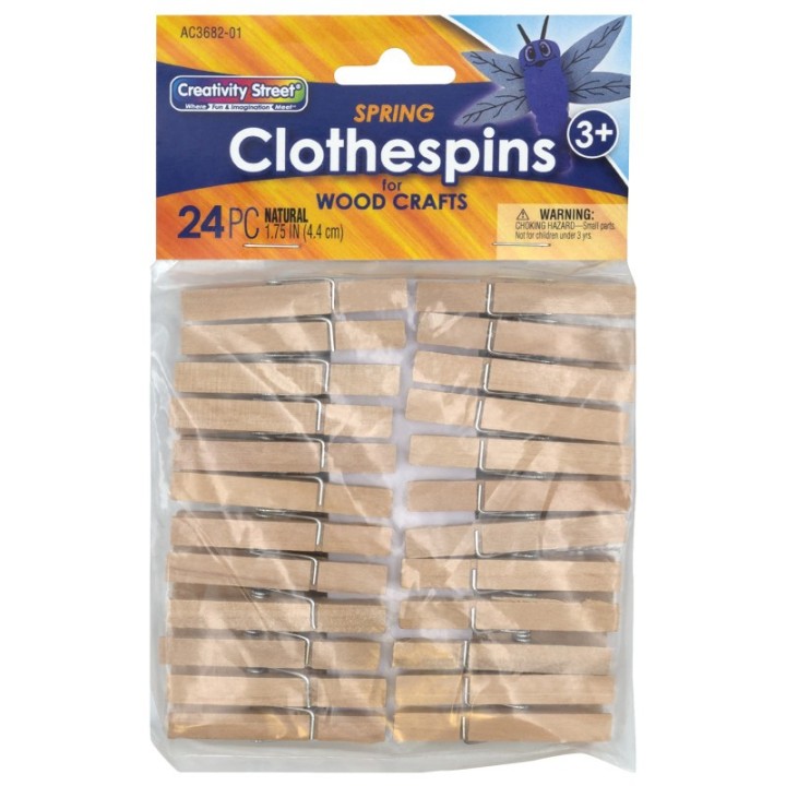 Creativity Street® Spring Clothespins, Natural, 1.75", 24 Pieces