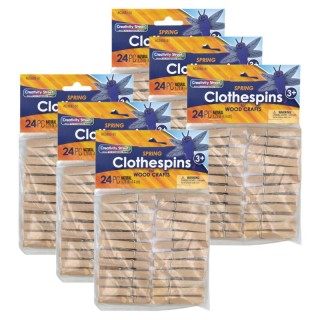 Creativity Street® Spring Clothespins, Natural, 1.75", 24 Per Pack, 6 Packs