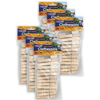 Creativity Street® Spring Clothespins, Natural, Large, 2.75", 24 Per Pack, 6 Packs