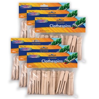 Creativity Street® Flat Slotted Clothespins, Natural, 3.75", 40 Per Pack, 6 Packs