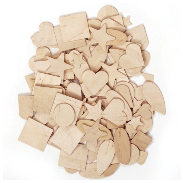 Creativity Street® Wood Shapes, Natural Colored, Assorted Shapes, 1/2" to 2", 350 Pieces