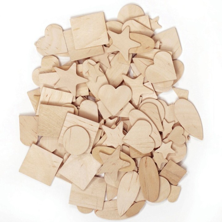 Creativity Street® Wood Shapes, Natural Colored, Assorted Shapes, 0.5" to 2", 1000 Pieces