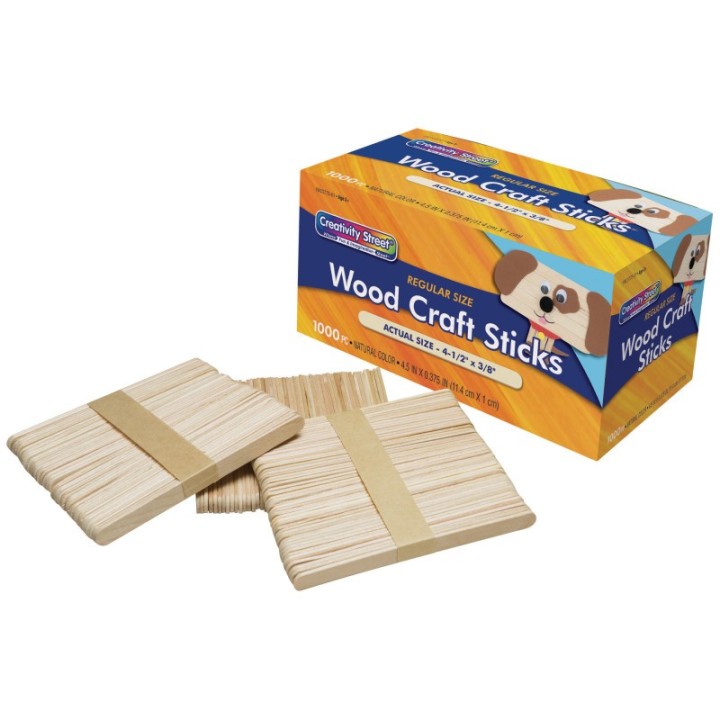 Creativity Street® Regular Craft Sticks, Natural, 4-1/2" x 3/8", 1000 Pieces
