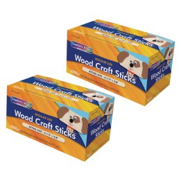 Creativity Street® Regular Craft Sticks, Natural, 4-1/2" x 3/8", 1000 Pieces Pack, 2 Packs