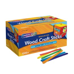 Creativity Street® Regular Craft Sticks, Bright Hues Assorted, 4-1/2" x 3/8", 1000 Pieces