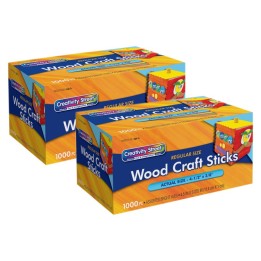 Creativity Street® Regular Craft Sticks, Bright Hues Assorted, 4-1/2" x 3/8", 1000 Per Pack, 2 Packs