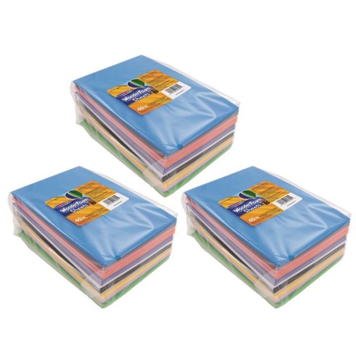 Creativity Street® WonderFoam® Sheets, Assorted Colors, 5.5" x 8.5", 40 Sheets Per Pack, 3 Packs