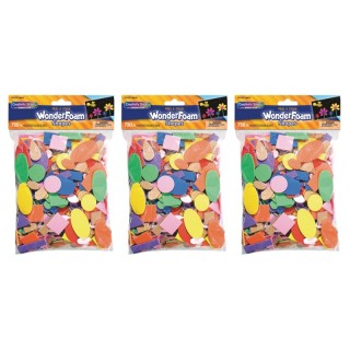 Creativity Street® WonderFoam® Peel & Stick Shapes, Assorted Shapes, Colors & Sizes, 720 Pieces Per Pack, 3 Packs