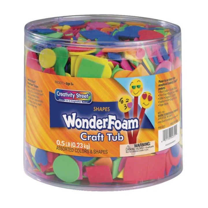 Creativity Street® WonderFoam® Craft Tub, Foam Shapes, Assorted Sizes, 1/2 lb.