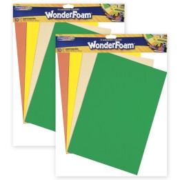 Creativity Street® WonderFoam® Sheets, 12" x 18", Assorted Colors, 10 Sheets Per Pack, 2 Packs