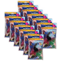 Creativity Street® Turkey Plumage Feathers, Assorted Bright Hues, Assorted Sizes, 14 grams Per Pack, 12 Packs