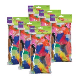 Creativity Street® Turkey Plumage Feathers, Bright Hues Assorted, Assorted Sizes, 1 oz. Per Bag, 6 Bags