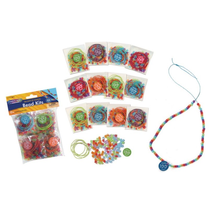 Creativity Street® 100 Days of School Bead Kits, Assorted Sizes, 12 Kits