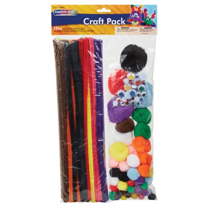 Creativity Street® Craft Pack, Stems, Poms, Wiggle Eyes, 131 Pieces