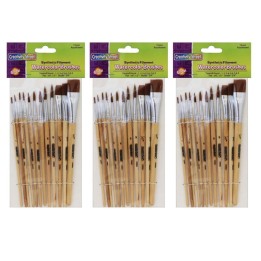 Creativity Street® Watercolor Brushes, Assorted Sizes, 12 Per Set, 3 Sets