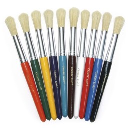 Creativity Street® Beginner Paint Brushes, Round Stubby Brushes, 10 Assorted Colors, 7.5" Long, 10 Brushes