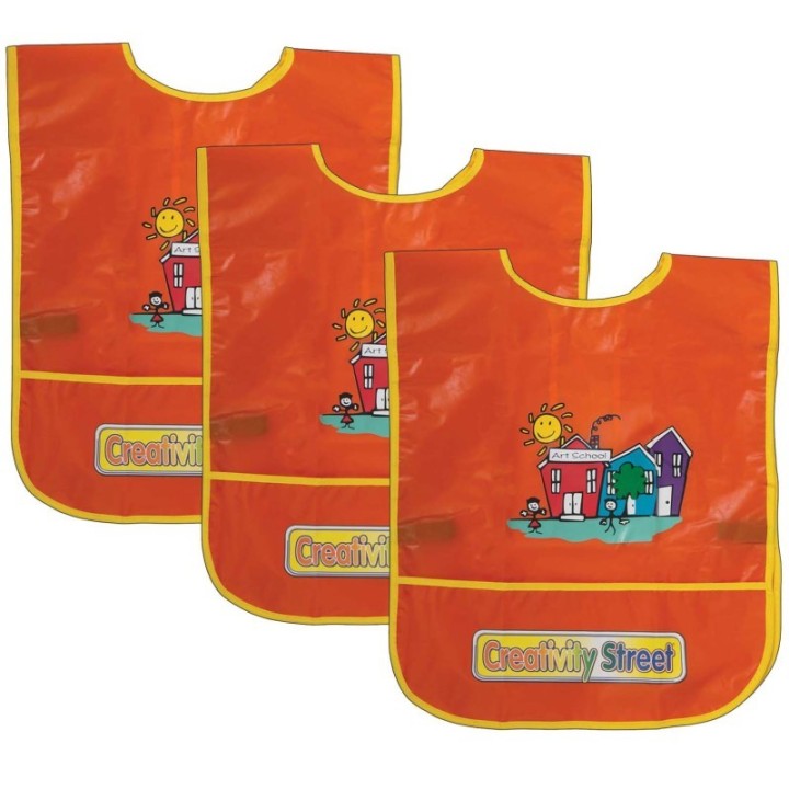 Creativity Street® Children's Artist Smock, Ages 3 to 8, Orange, 15" x 12", Pack of 3
