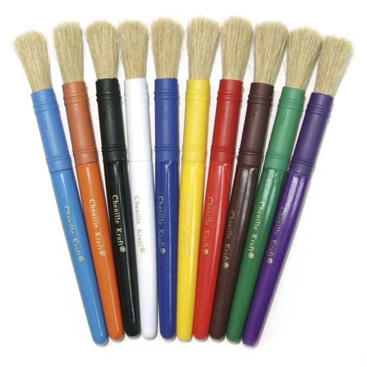 Creativity Street® Beginner Paint Brushes, 10 Assorted Colors, 7" Long, 10 Brushes
