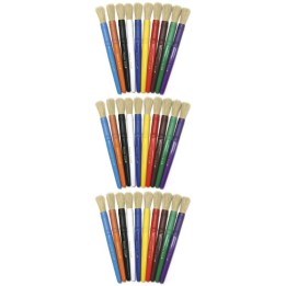 Creativity Street® Beginner Paint Brushes, 10 Assorted Colors, 7" Long, 10 Per Pack, 3 Packs