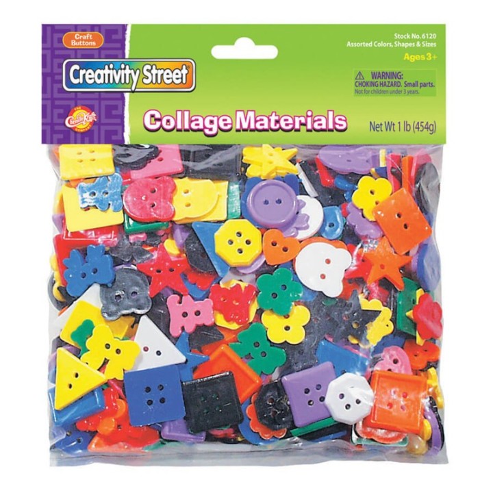 Creativity Street® Plastic Buttons, Assorted Colors, 3/4" to 1", 1 lb.