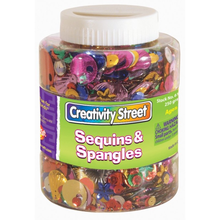 Creativity Street® Sequins & Spangles Jar, Assorted Colors & Sizes, 230 grams