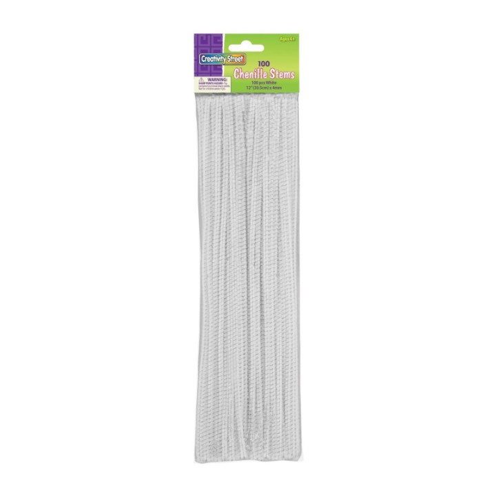 Creativity Street® Regular Stems, White, 12" x 4 mm, 100 Pieces