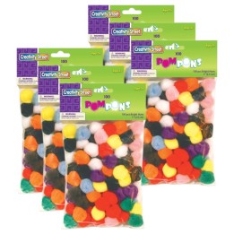 Creativity Street® Pom Pons, Bright Hues Assortment, 1", 100 Per Pack, 6 Packs