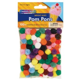 Creativity Street® Pom Pons, Bright Hues Assortment, 0.5", 100 Pieces