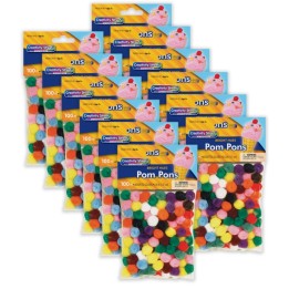 Creativity Street® Pom Pons, Bright Hues Assortment, 0.5", 100 Pieces Per Pack, 12 Packs