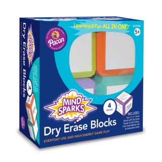 Mind Sparks® Dry Erase Blocks, Assorted Colors, 3" x 3", 4 Blocks
