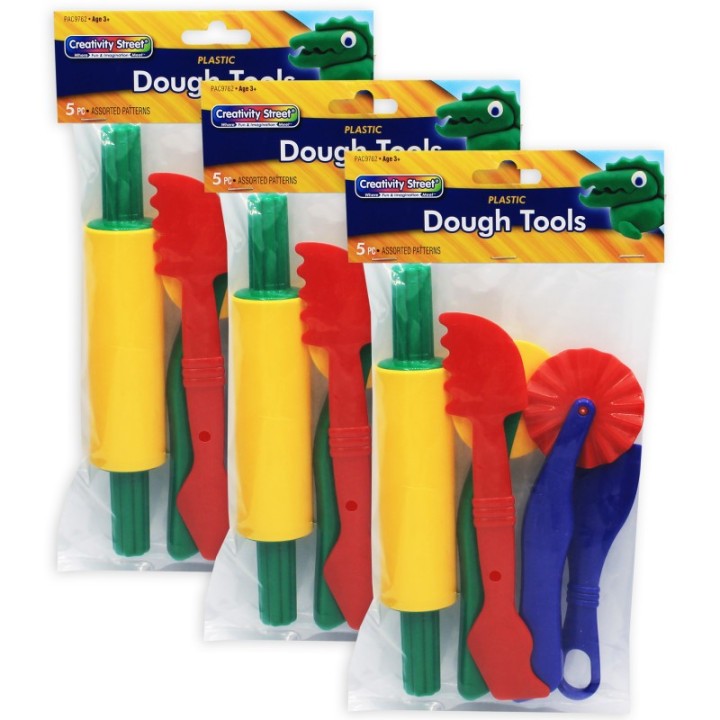 Creativity Street® Dough Tools, 5 Assorted Patterns, 5" to 8", 5 Per Set, 3 Sets