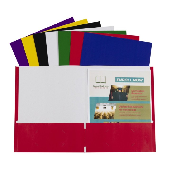 C-Line® Two-Pocket Paper Portfolios Without Prongs, Assorted, 1 Each