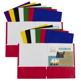 C-Line® Two-Pocket Paper Portfolios Without Prongs, Assorted, Pack of 15